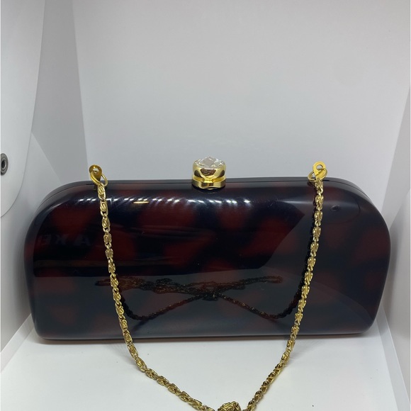 Carlo Fellini Amber Resin Clutch Purse with Gold Chain - Picture 1 of 9